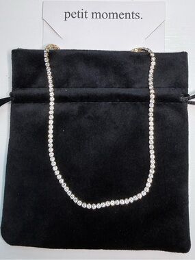 petit moments Gold Tennis Necklace with Clear Crystals